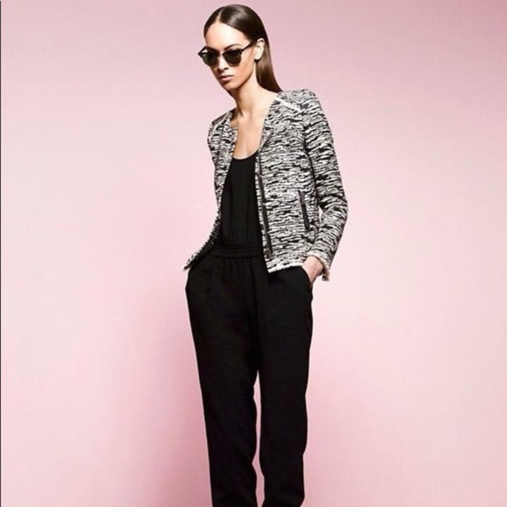IRO Lizzie Women's Black and White Zippered Jacket Like New! Size 36